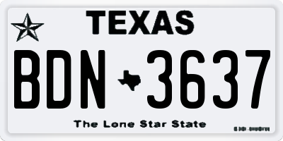 TX license plate BDN3637