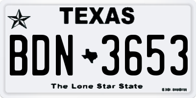 TX license plate BDN3653