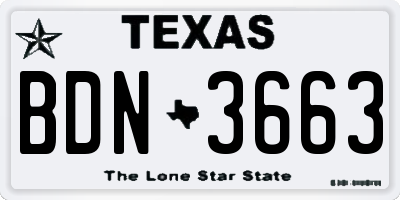 TX license plate BDN3663