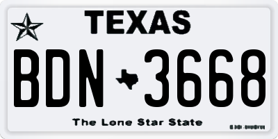 TX license plate BDN3668