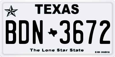 TX license plate BDN3672