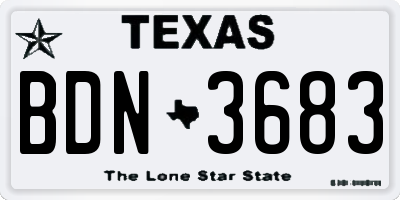 TX license plate BDN3683