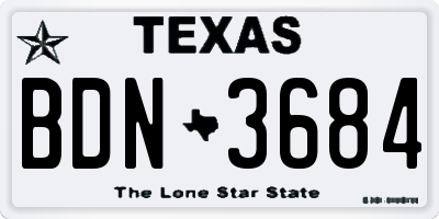 TX license plate BDN3684