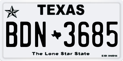 TX license plate BDN3685