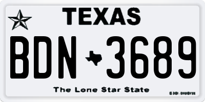 TX license plate BDN3689