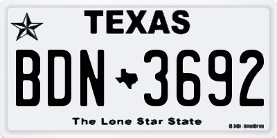 TX license plate BDN3692