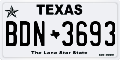 TX license plate BDN3693