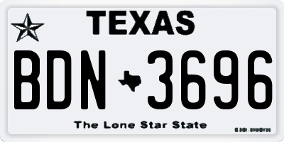 TX license plate BDN3696
