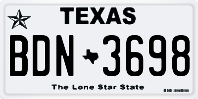 TX license plate BDN3698