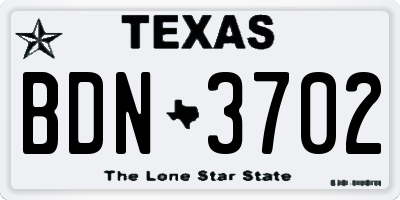 TX license plate BDN3702
