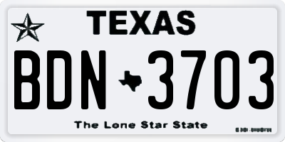 TX license plate BDN3703