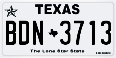 TX license plate BDN3713