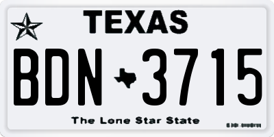 TX license plate BDN3715