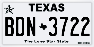 TX license plate BDN3722