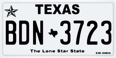 TX license plate BDN3723