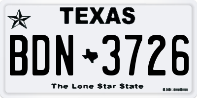 TX license plate BDN3726