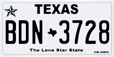 TX license plate BDN3728