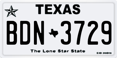 TX license plate BDN3729