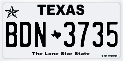 TX license plate BDN3735