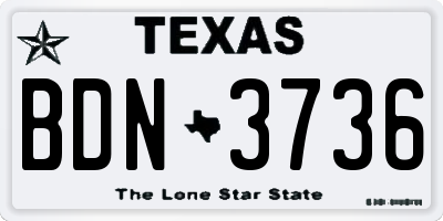 TX license plate BDN3736