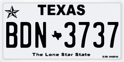 TX license plate BDN3737