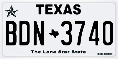 TX license plate BDN3740