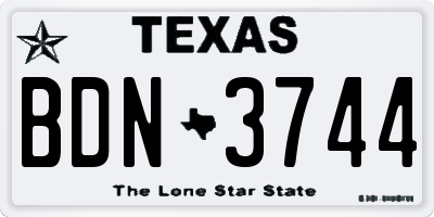 TX license plate BDN3744