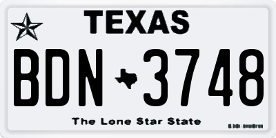 TX license plate BDN3748