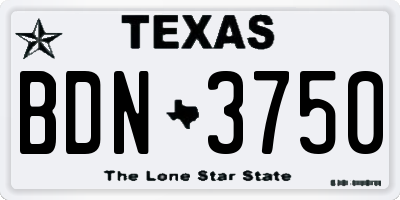 TX license plate BDN3750
