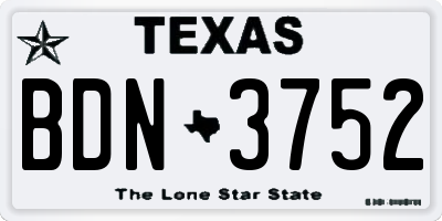 TX license plate BDN3752