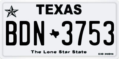 TX license plate BDN3753