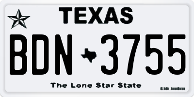 TX license plate BDN3755