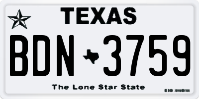 TX license plate BDN3759