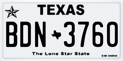TX license plate BDN3760