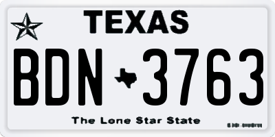 TX license plate BDN3763