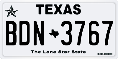 TX license plate BDN3767