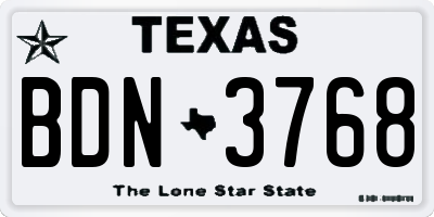 TX license plate BDN3768