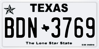 TX license plate BDN3769