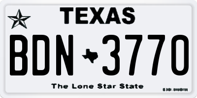 TX license plate BDN3770