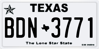 TX license plate BDN3771