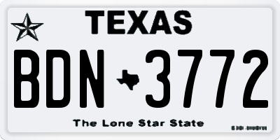 TX license plate BDN3772