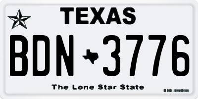 TX license plate BDN3776