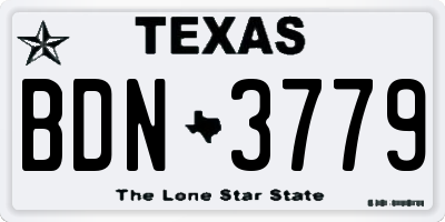 TX license plate BDN3779
