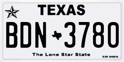 TX license plate BDN3780