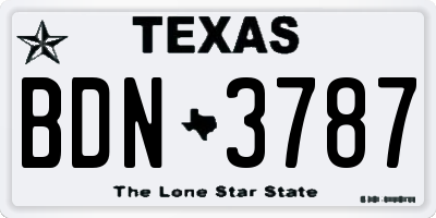 TX license plate BDN3787