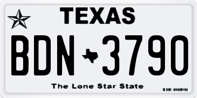 TX license plate BDN3790
