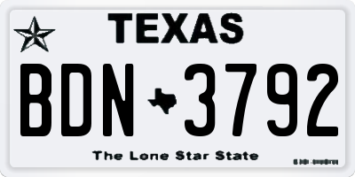TX license plate BDN3792