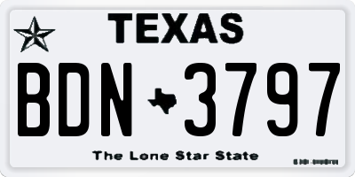 TX license plate BDN3797