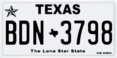 TX license plate BDN3798