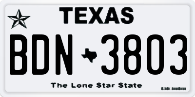TX license plate BDN3803